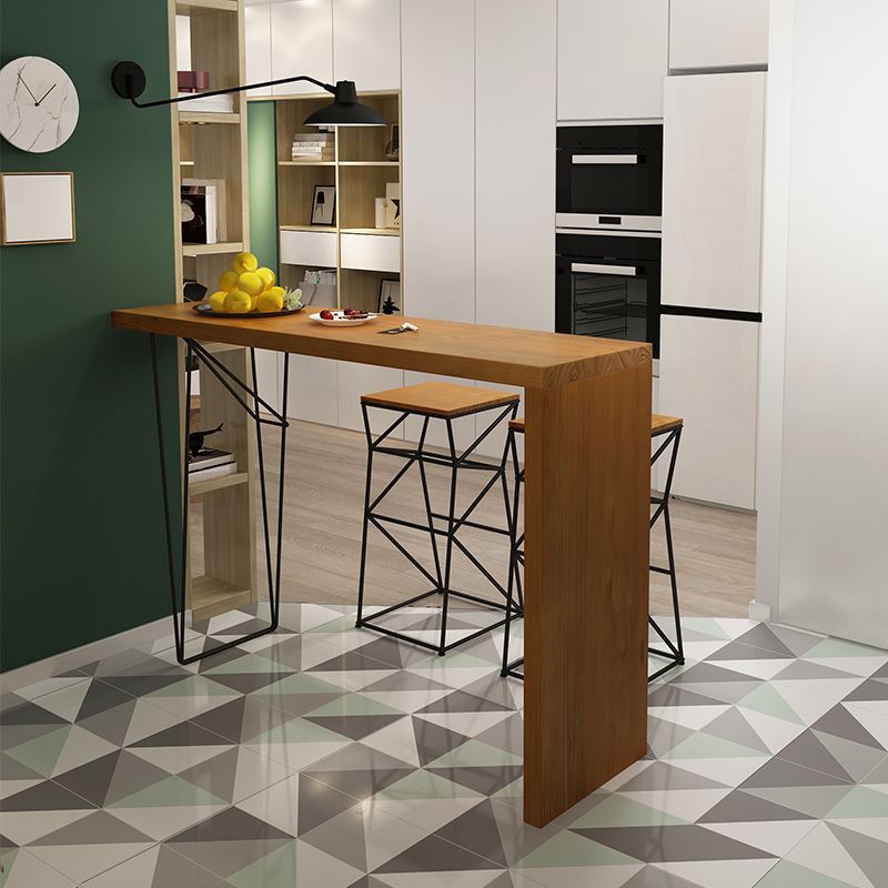 Industrial Rectangle Bistro Bar Desk Pine Solid Wood Bar Dining Table for Indoor