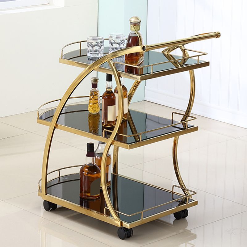 Contemporary 33.07"H Rolling Prep Table Metal Prep Table for Home Use