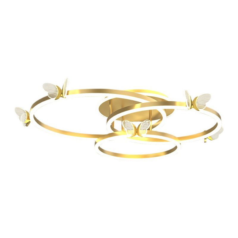 Contemporary Linear Flush Light Fixture Metal Flushmount Lighting in Gold