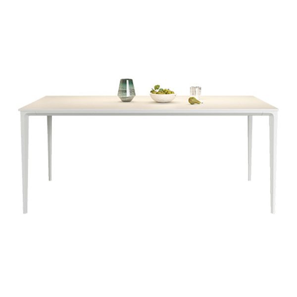 Table à manger en pierre fritrée de style moderne 4 jambes table rectangulaire en blanc