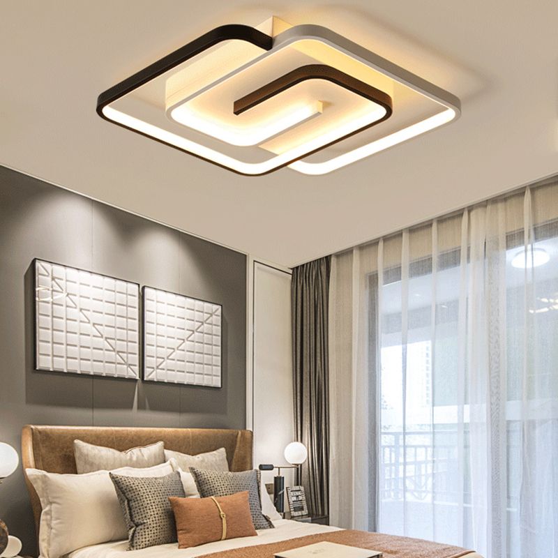 Modern Simple Linear Ceiling Lamp Aluminium 3-Light Flush Mount for Bedroom