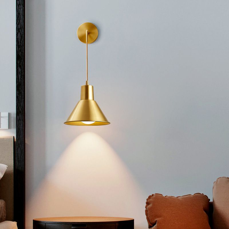 Cone Shape Metal Wall Light Modern Style 1 Light Wall Light Sconce in Brass