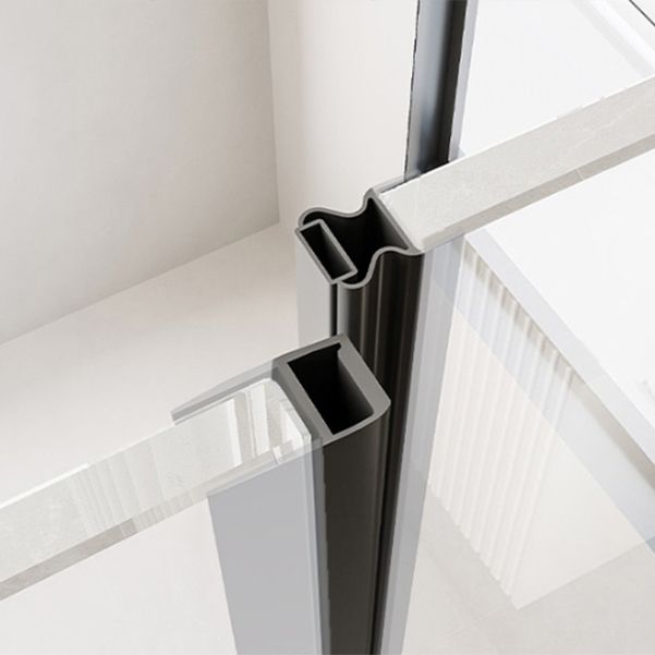 Black Semi Frameless Glass Shower Door Hinged Shower Bath Door