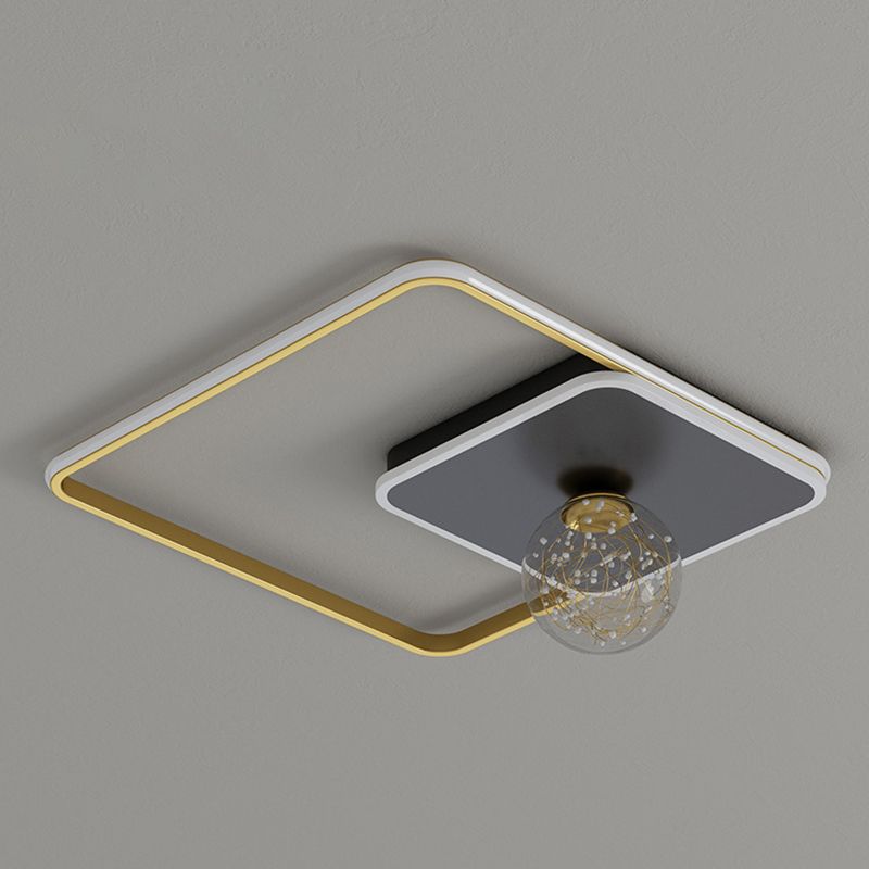 3-Lights Geometric Shade Flush Mount Modern Style Flush Mount Ceiling Lighting Fixture in Gold