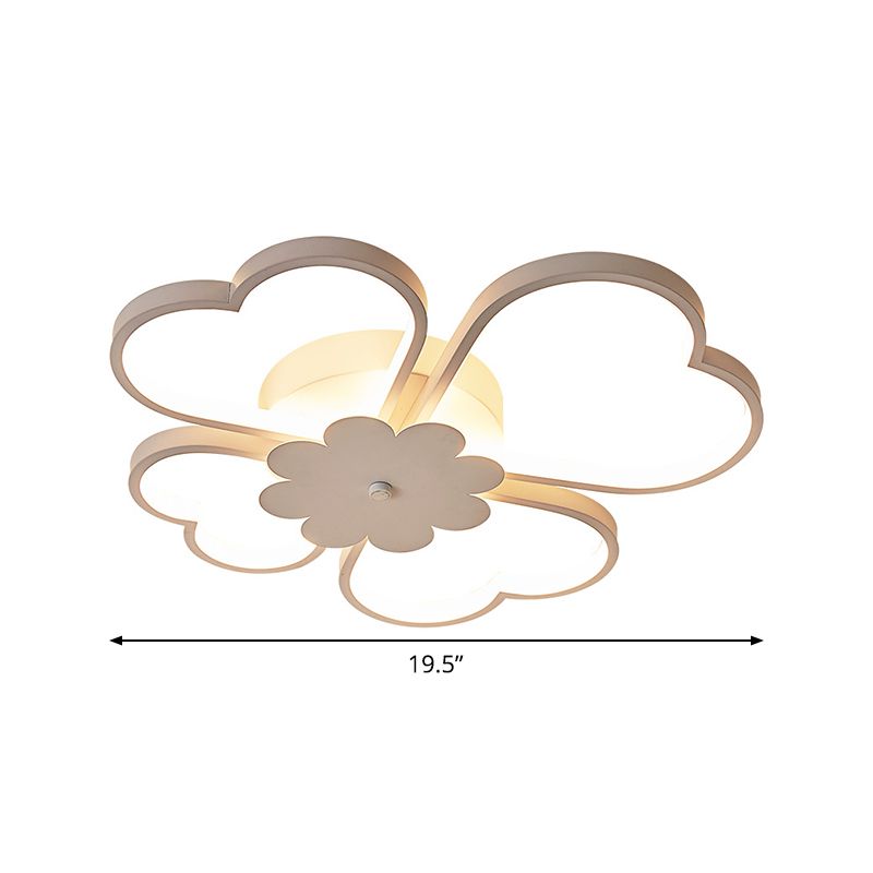 White Flower Ceiling Flush Light Modern 19.5"/23.5" Wide LED Aluminum Flush Mount Lamp in Warm/White Light
