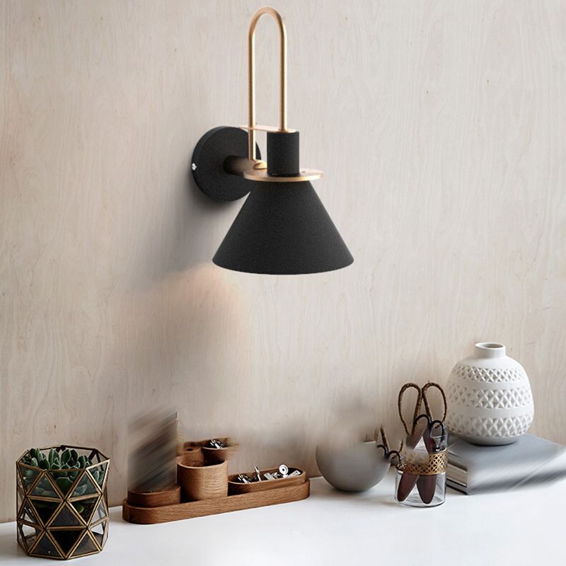 Modern Style Cone Shape Wall Sconce Metal 1 Light Sconces for Corridor