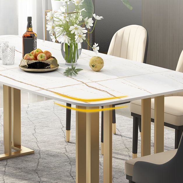 Glam 1/2/4/5/6 Pieces Dining Set Rectangle Stone Dining Table for Dining Room