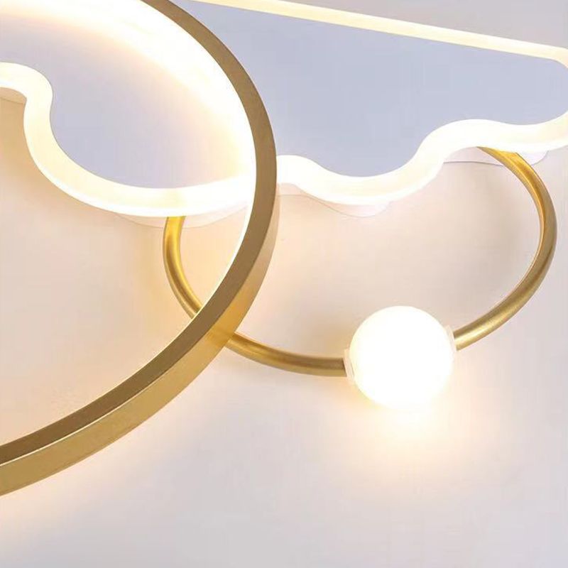 Cloud Shape Metal Flush Light Kid Style 3 Lights Flush Mount Ceiling Lights
