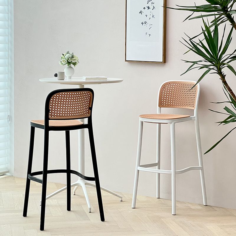Modern Style Backrest Counter Stool with Metal Base and 4 Legs
