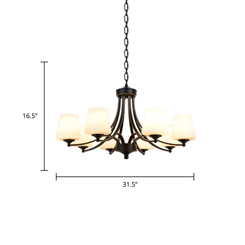 Kegel schaduw melkglas kroonluchter lamp traditionele eetkamer plafond hang licht