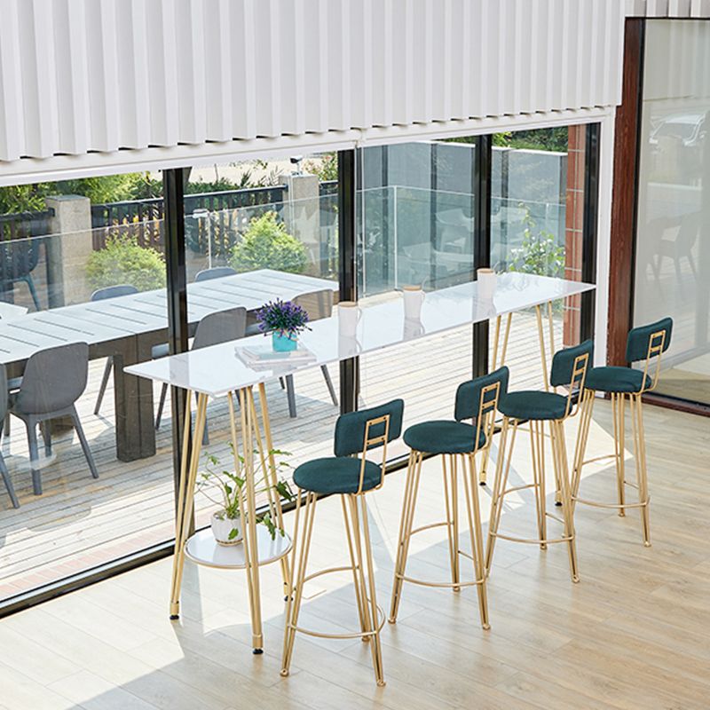 Rectangle Pub Table Glam Stone Bar Table for Cafe and Breakroom