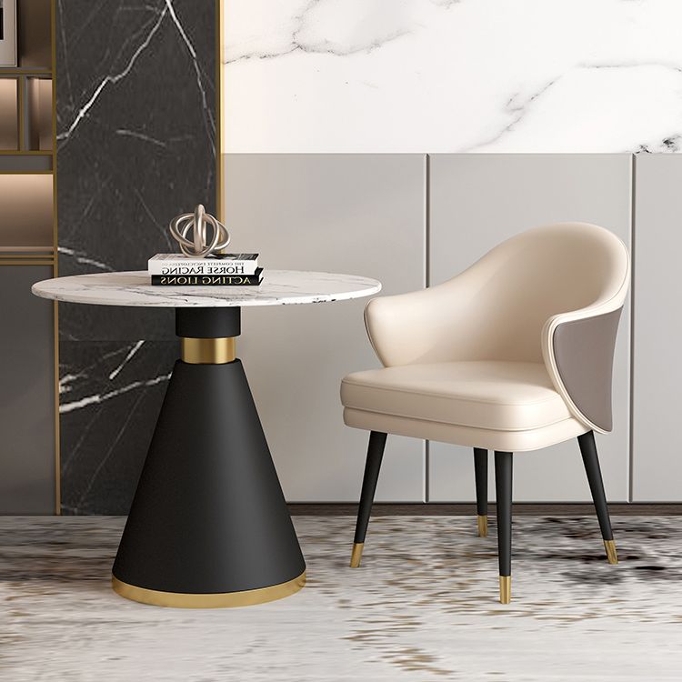 Scandinavian Sintered Stone Dining Set with Pedestal Base Dining Furniture for Home Use