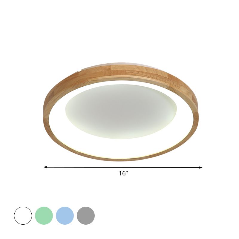 12"/16"/19.5" Wide Dented Circular LED Flush-mount Light Nordic Style Wood and Acrylic Ceiling Light for Hallway