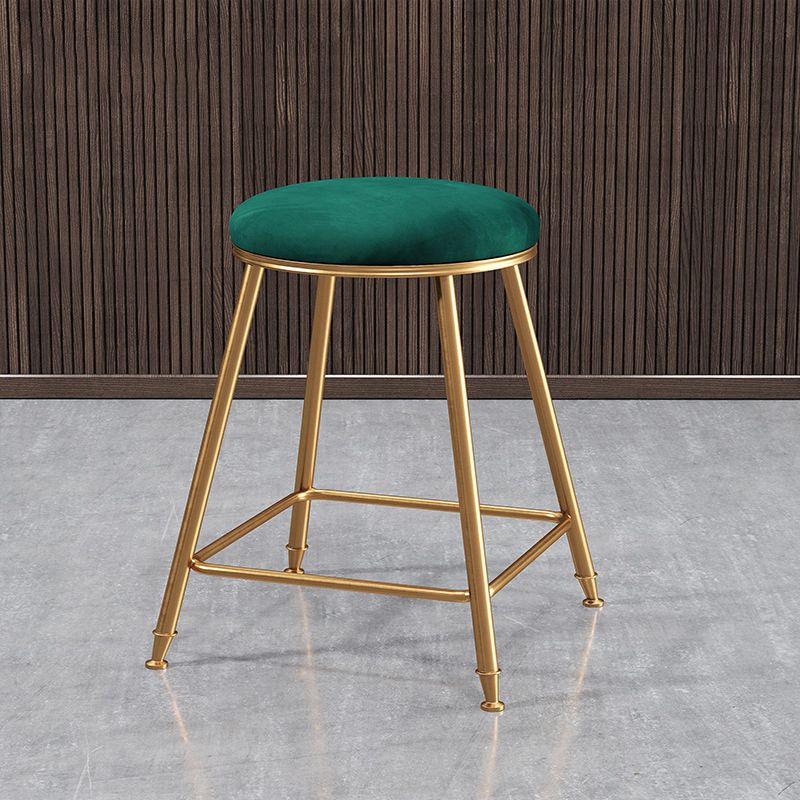 Contemporary Bar Stool Round Seat Barstool with Footrest and Metal Base