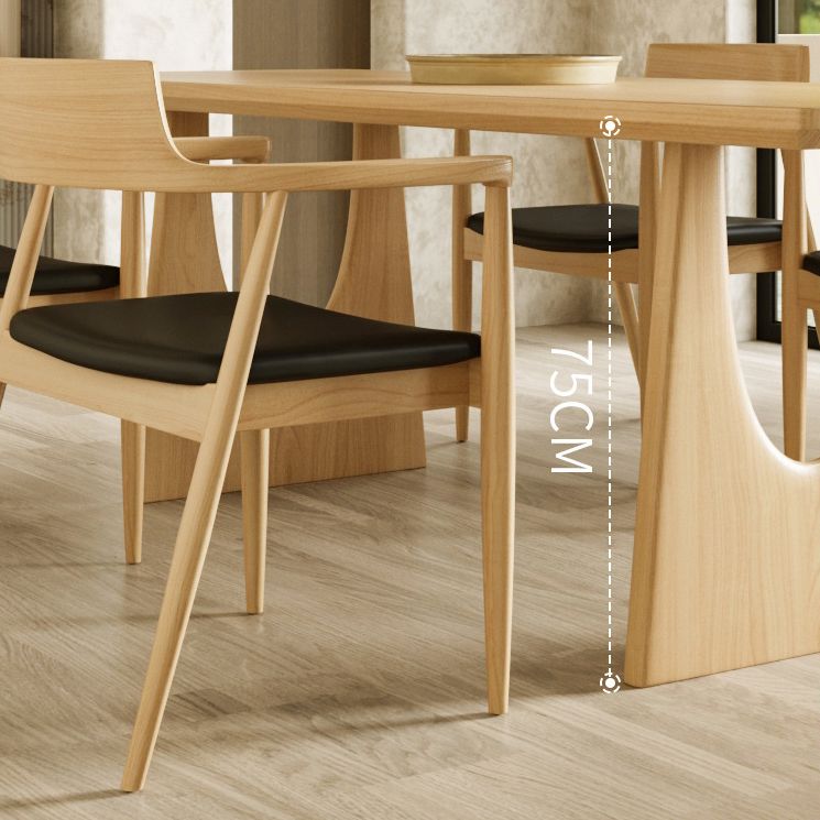 Solid Wood Dining Set 1/2/4/5/7 Pcs Double Pedestal Table with Bench and Chairs