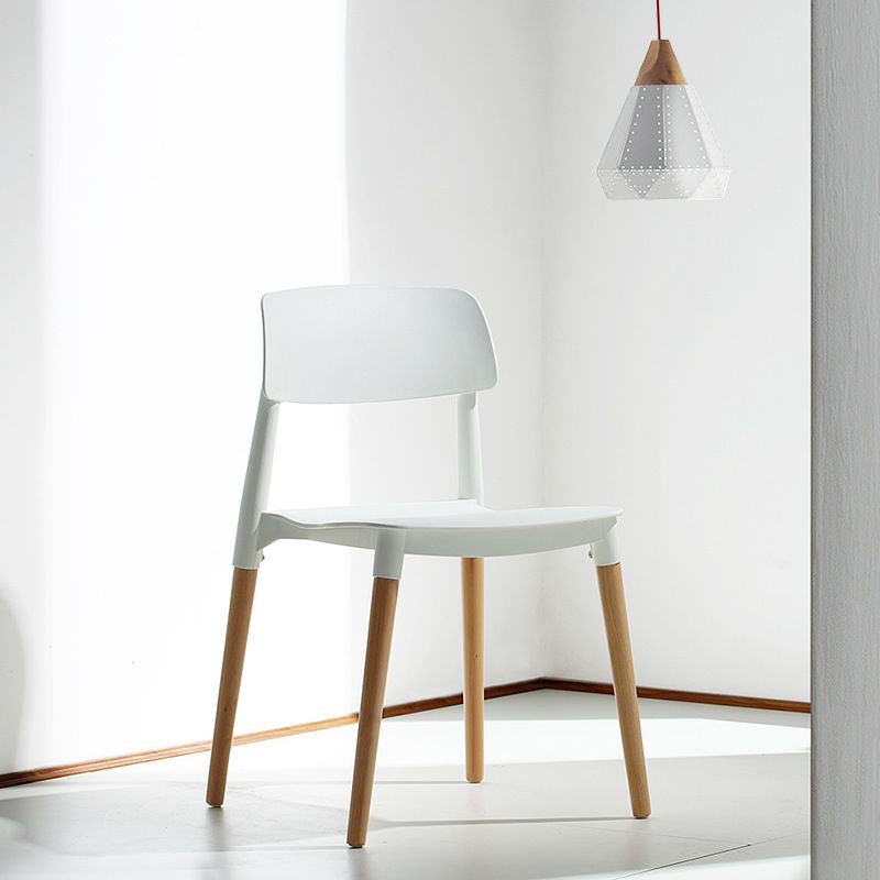 Contemporary Style Dining Chairs Armless Dining Chairs with Wooden Legs for Kitchen