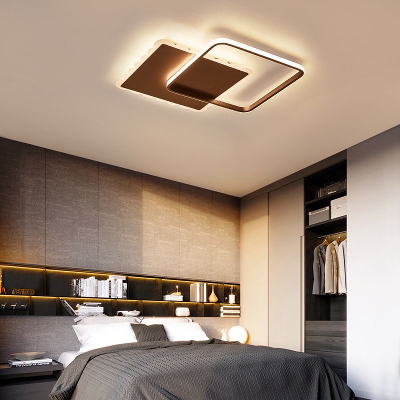 Square Ceiling Light Modern Acrylic LED White/Brown Flush Ceiling Light Fixture in Warm/White/Natural Light