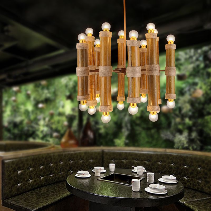 Les lampes suspendues à tube antique lustres en bambou multi-légers en laiton pour le salon