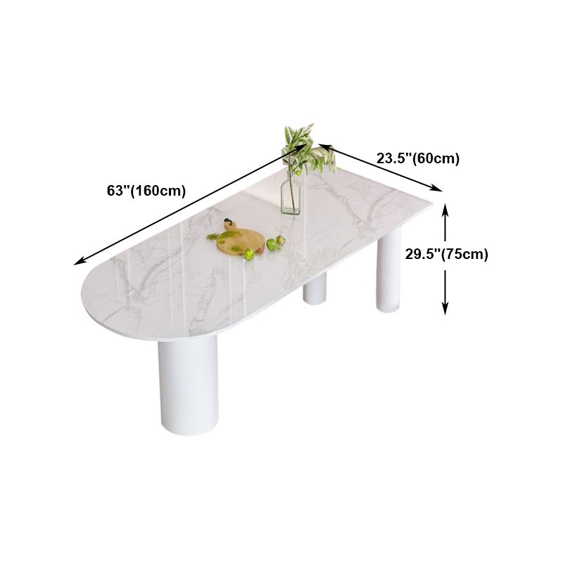White Stone Top Dinner Room Kitchen Table Modern Metal Base Dinner Table