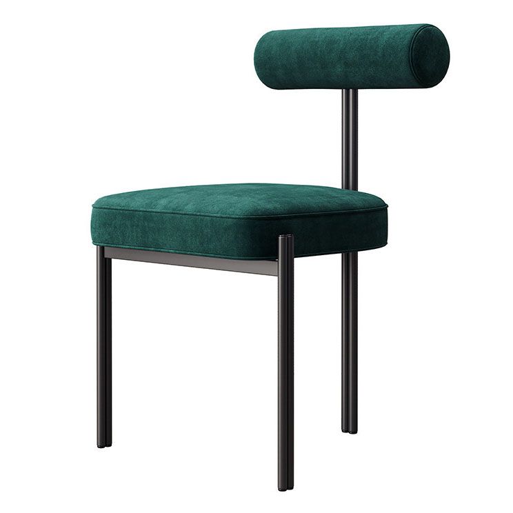 Glam Velvet Dining Chair Open Back Dining Side Furniture in Matte Finish for Indoor