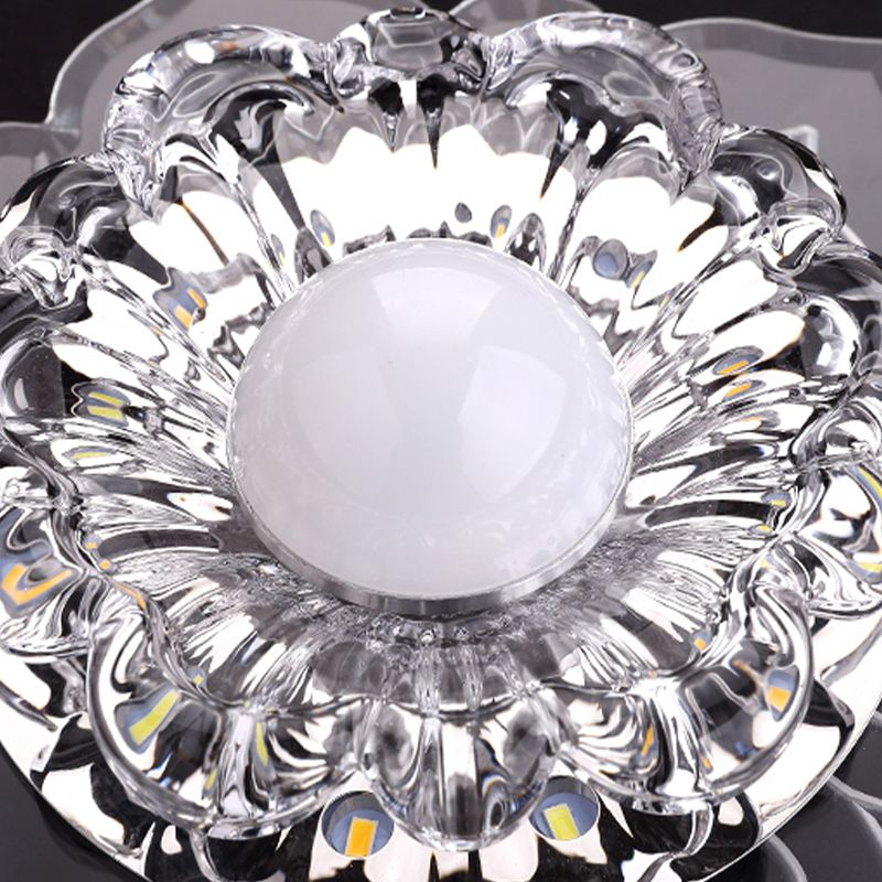 Luz de techo empotrada de acrílico, luz de techo empotrada de cristal moderna en transparente con orificio de 2-3,5" de diámetro