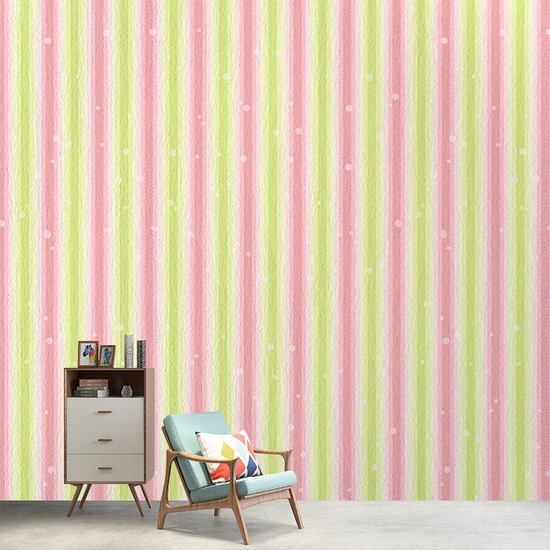 Illustration Stain Resistant Mural Wallpaper Stripe Sleeping Room Wall Mural