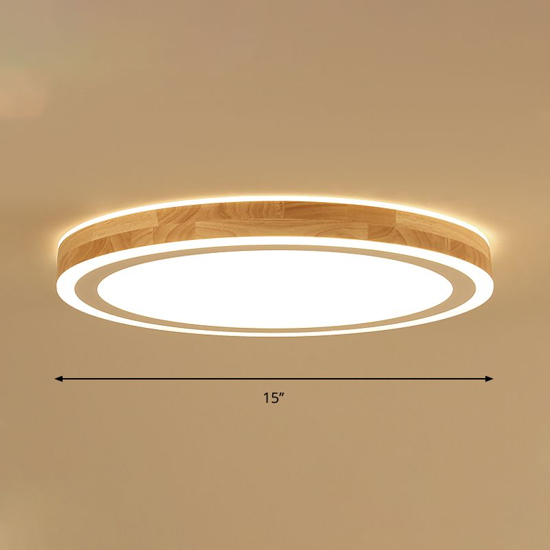 Kit de plafonnier LED en bois naturel, éclairage rond Super fin de 12/15 pouces de diamètre, de Style nordique, pour chambre à coucher