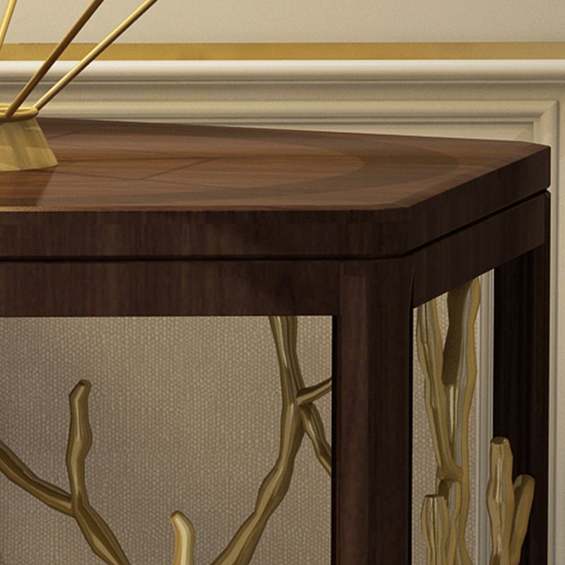 15" Wide Glam Corner Table Solid Wood Gold Accent Side Table
