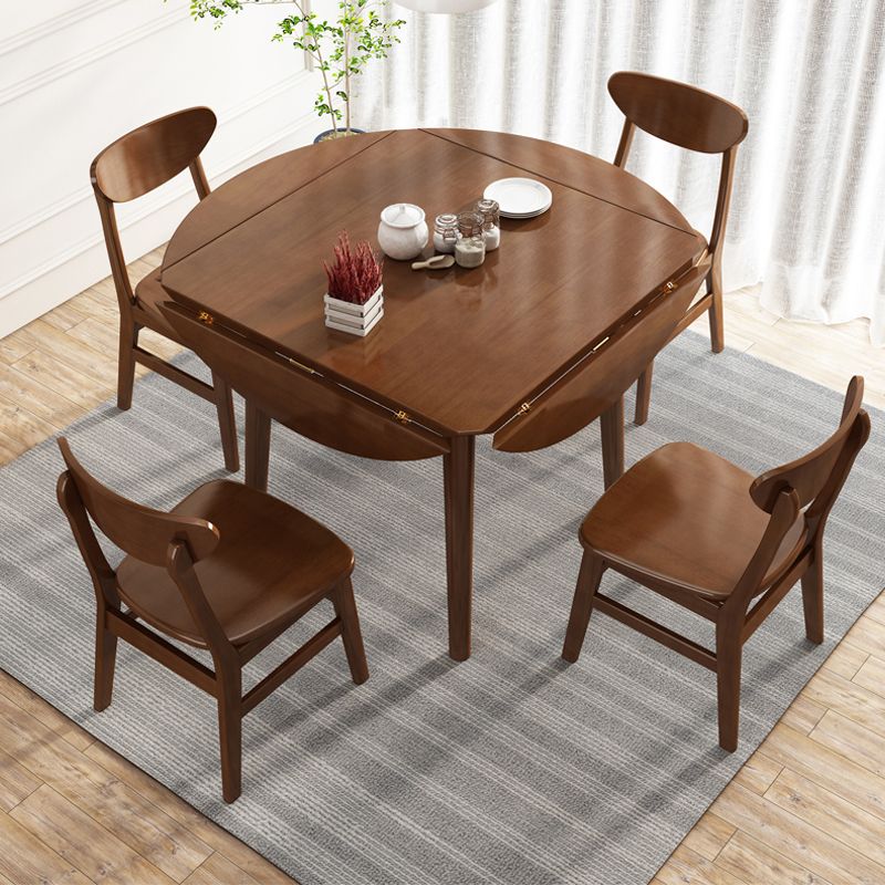Round Home Kitchen Dinner Furniture Drop Leaf Rubberwood Solid Wood Dining Table