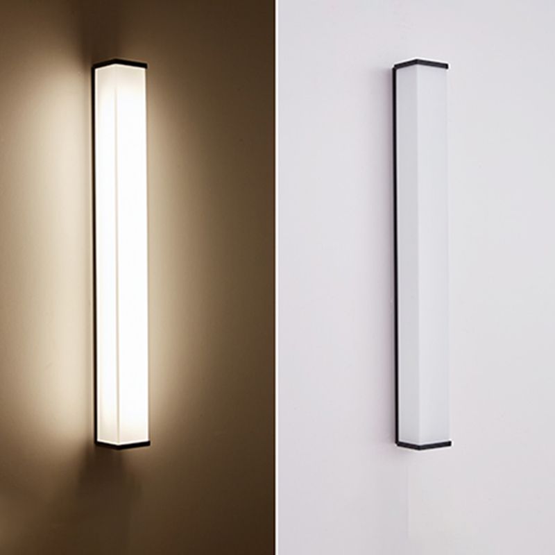 Modern Simple Style Retangular Shade Wall Sconce Metal and Glass 1 Light Sconces in Black Finish