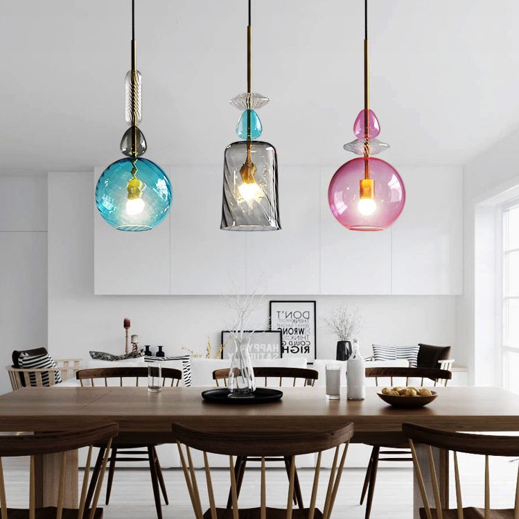 Ultra-Moderne Simplicity Candy Hanging Deckenleuchte Glasfederung Anhänger Licht für das Restaurant