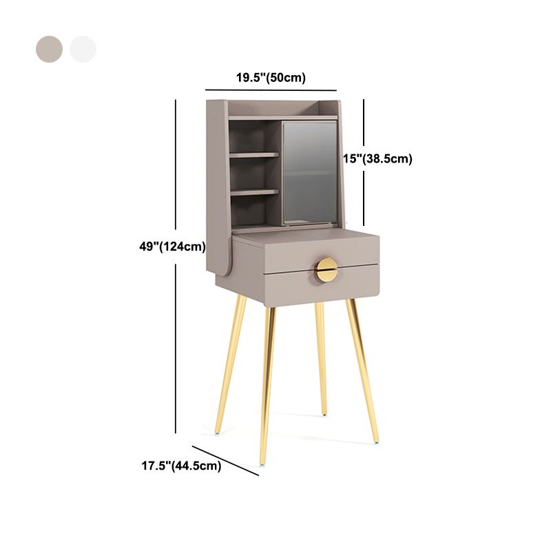 Contemporary Wood Makeup Vanity Set 2-Drawer Dressing Table With Mirror