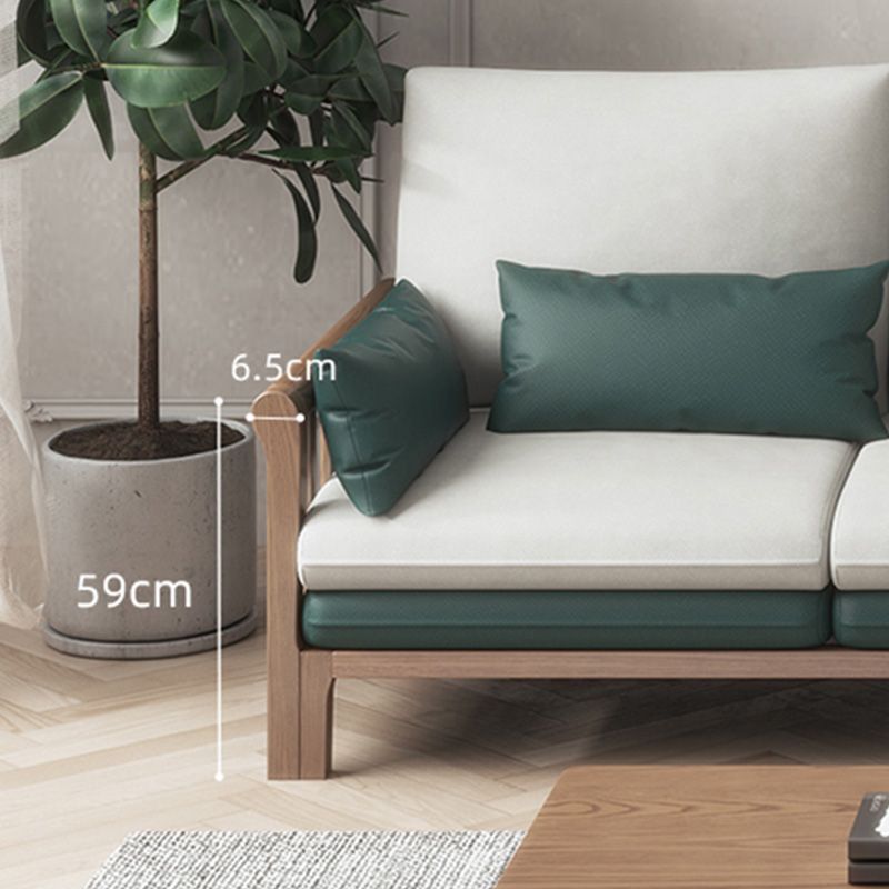 Contemporary Stationary Linen Square Arm Cushion Back Sofa & Chaise