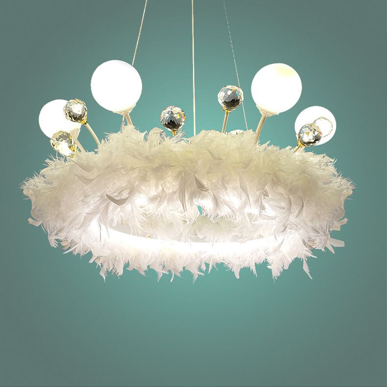 Multi-lights ring plafond hanglampen moderne stijl veer kroonluchter verlichting