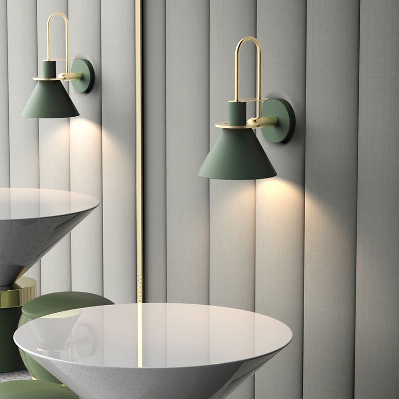 Conical Shaded Sconce Light Fixture Metal Wall Mount Lighting