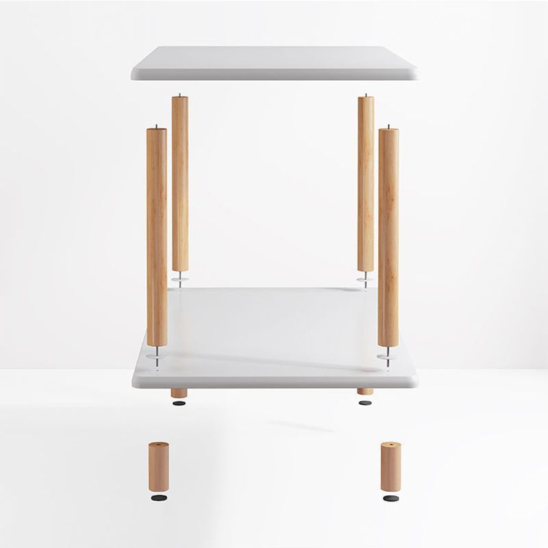 Scandinavian Rectangular End Table Wooden Top Side Table with Shelf for Living Room