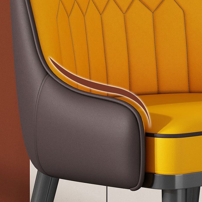Glam Style Parsons Dining Side Chair Leather Indoor Dining Chair