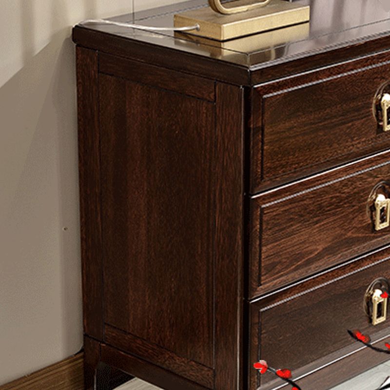 Mid-Century Modern Accent Chest Rectangle Brown Lacquered Wood Chest