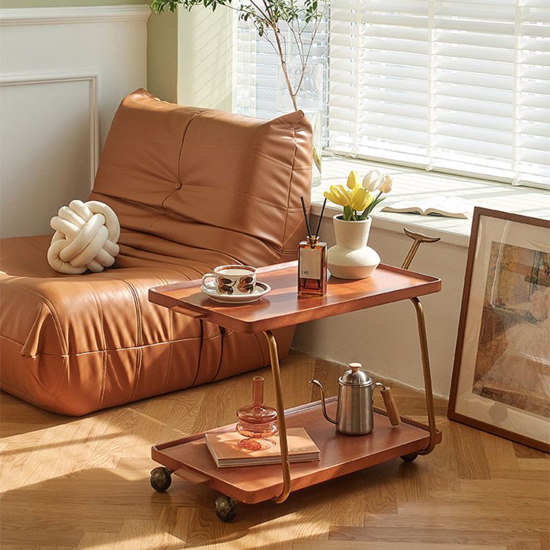 Contemporary Corner Table Rectangular Wood Side Table with Storage