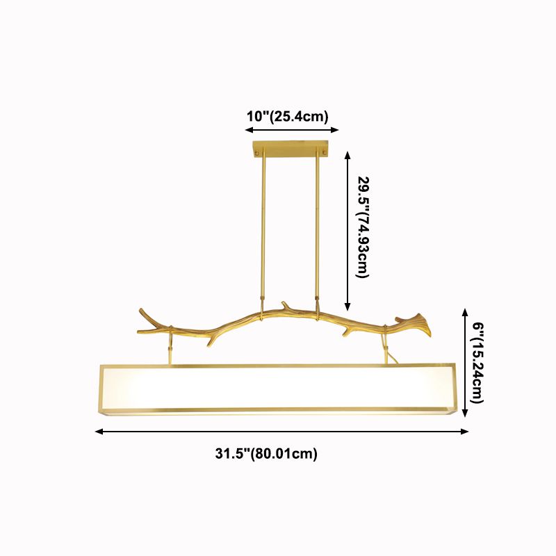 Accesorio de iluminación de la isla rectángulo metal moderno luz colgante de luz individual