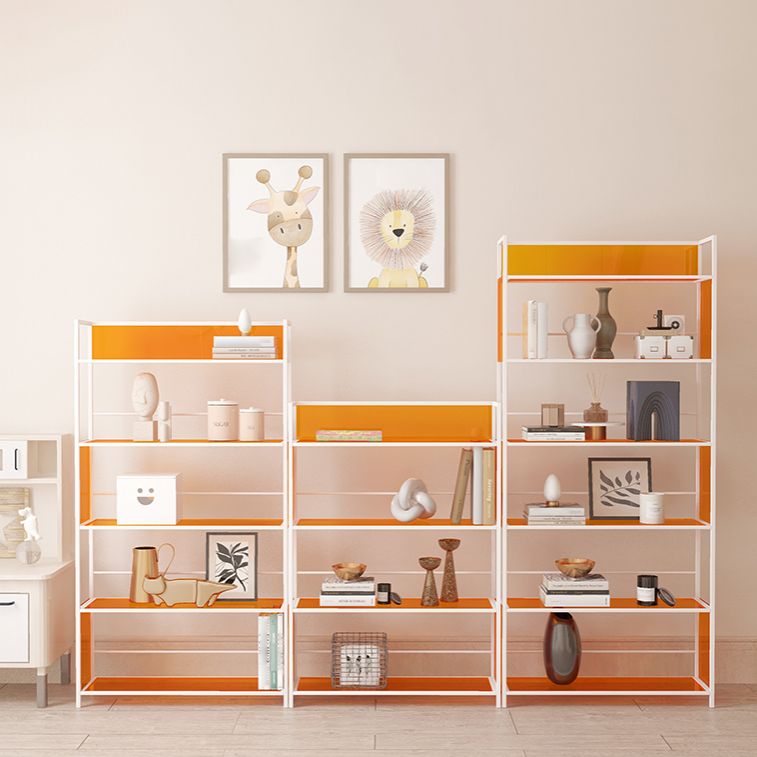 Acrylic Scandinavian Open Etagere Bookshelf with White Iron Frame