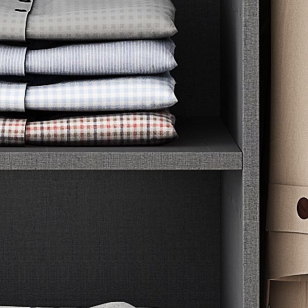 Glass and Wood Wardrobe Cabinet with Drawer Grey Wardrobe Closet