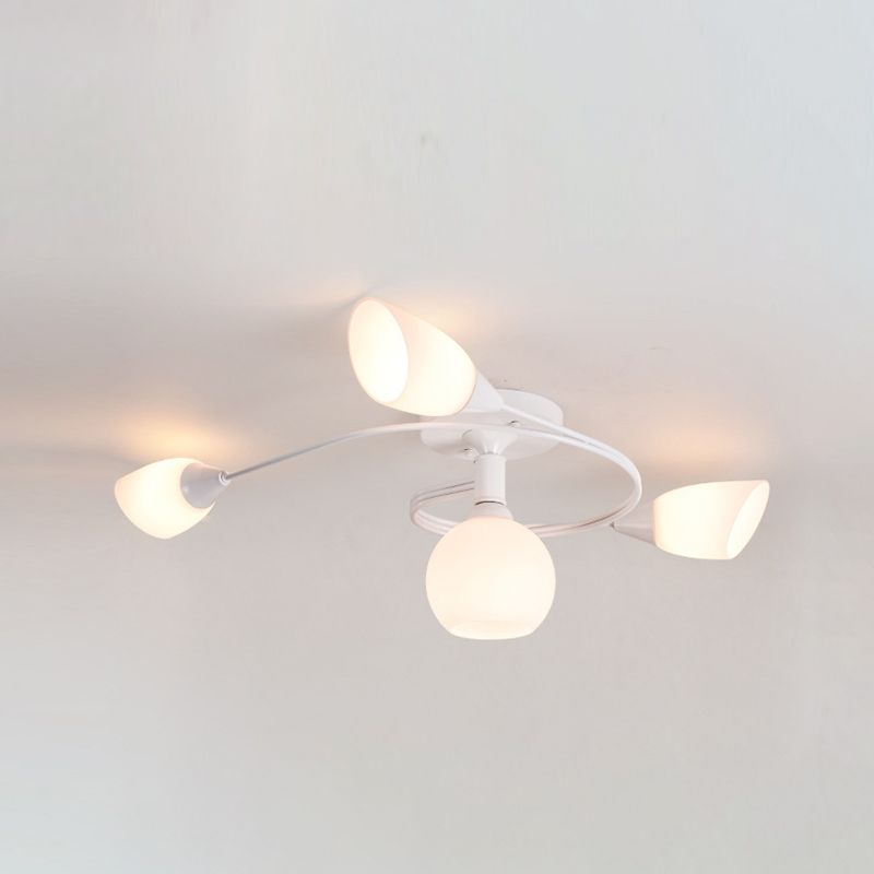 Plafonnier semi-encastré en verre, éclairage de plafond classique en métal pour salle à manger