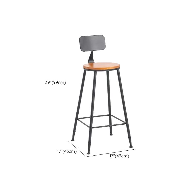 Industrial Dining Stools Armless Bar Stools with Black Metal Base