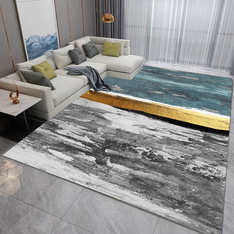 Light Gray Graphic Rug Polyester Modern Rug Stain Resistant Rug for Living Room