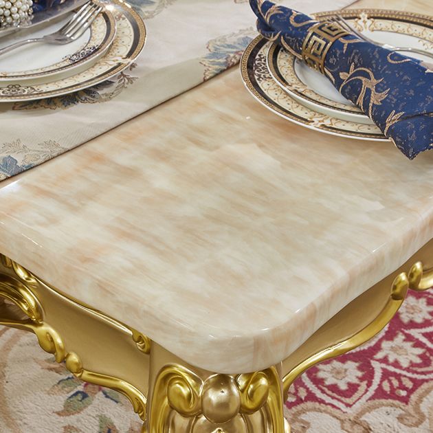 Rectangle Victoria Dinette Table Marble Dining Room Dinner Table with 4-foot