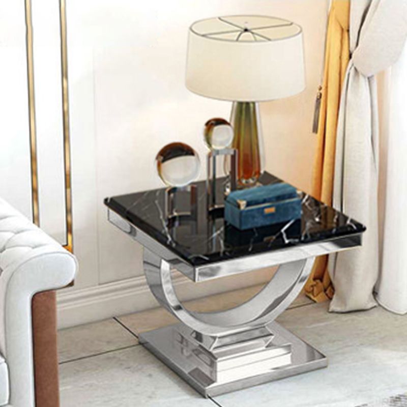 24" L X 24" W X 22" H Clam Square Side Table Metal Pedestal Side Table