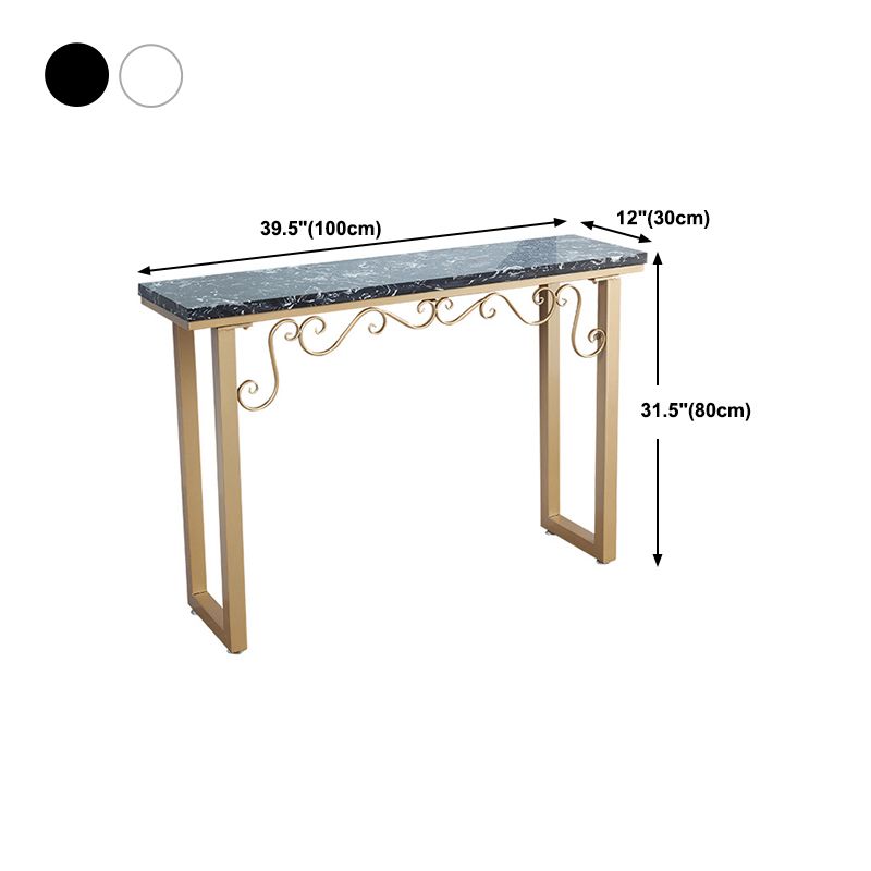 Glam Marble Console Table 12" W Rectangle Sled Accent Table for Hall