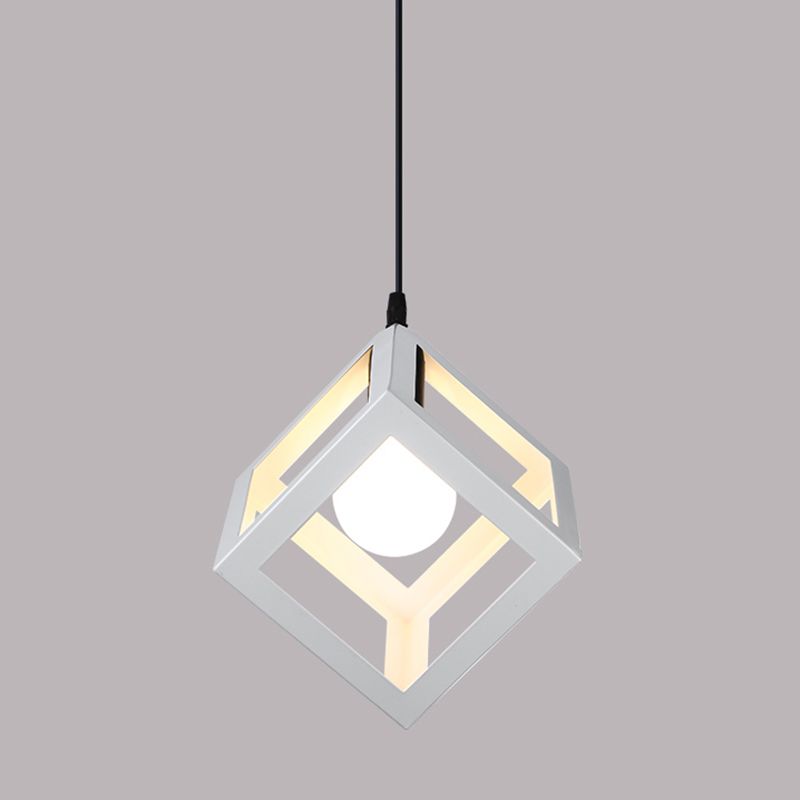 Simple Iron Ceiling Light Industrial Style Geometry Colorful Pendant Lamp for Houseroom