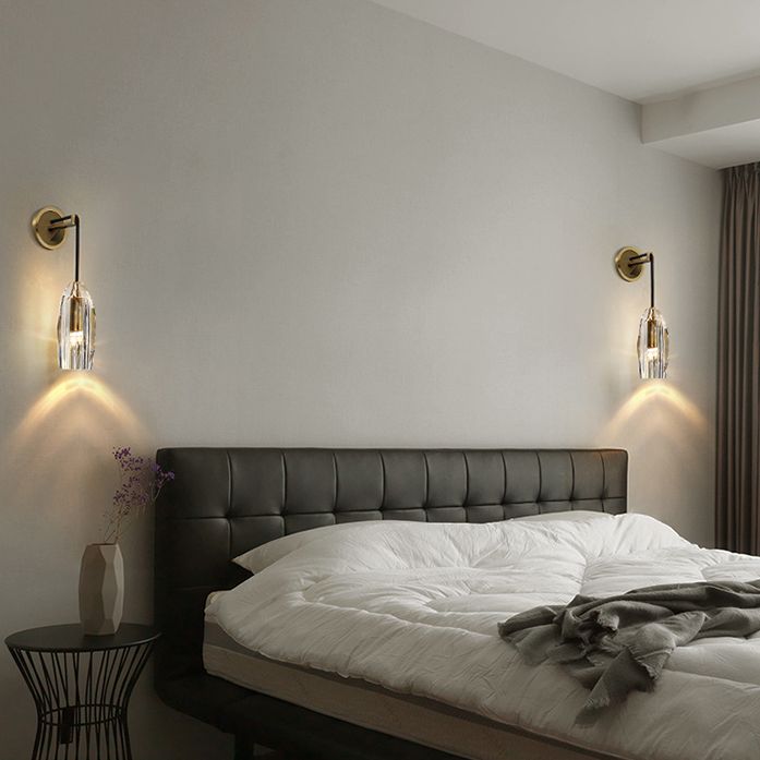 Crystal Gold LED Wall Lamp in Modern Luxury Style Copper Hanging Wall Sconce for Interior Spaces